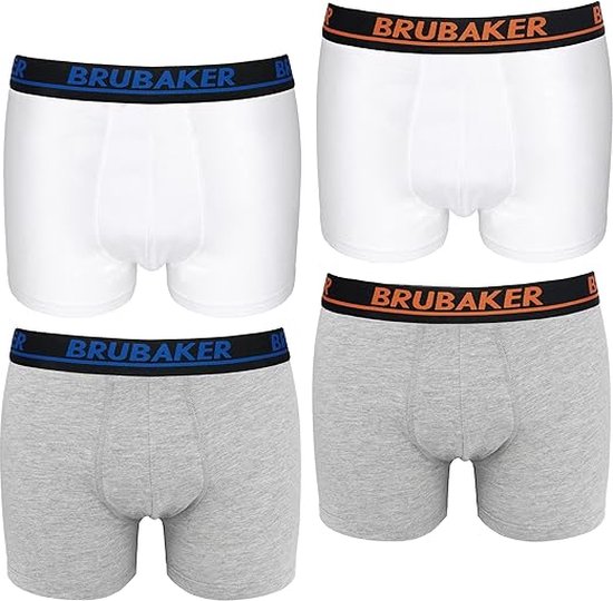 BRUBAKER Heren Boxershort 4-pack Retroshorts - Hipster Boxershorts met Elastische Tailleband Comfortabel en Ademend - Heren Ondergoed van Katoen en Lycra