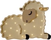 Houten Nachtlampje Schaap – Magische LED Sfeerverlichting met Dimmer en Timer - Perfect voor Baby's en Peuters - Wandlamp voor in de Slaapkamer en Kinderkamer