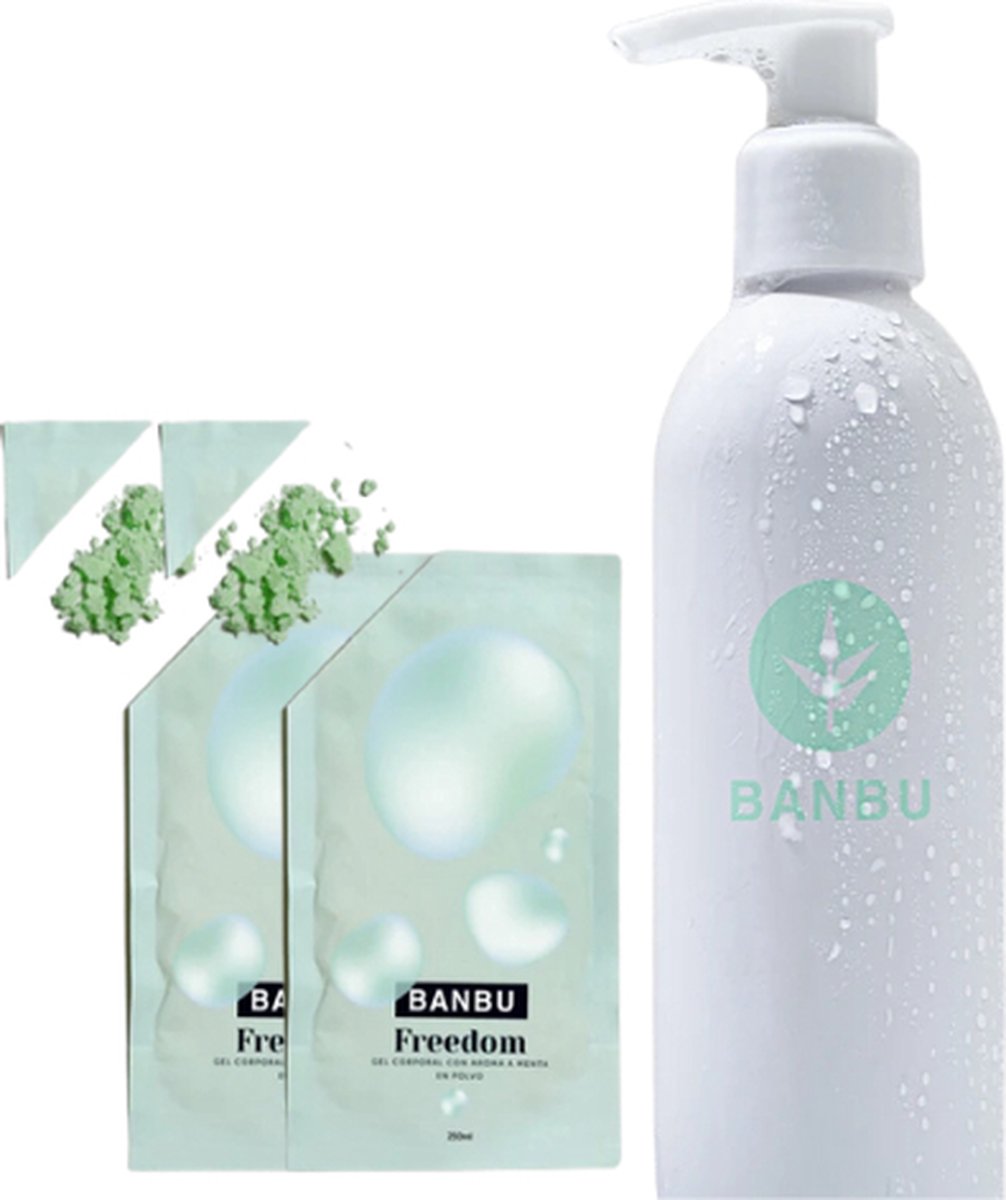 Banbu Freedom - Douchegel Poeder - Herbruikbare Fles - Munt - Vegan - Zero Waste Skincare - Plasticvrij