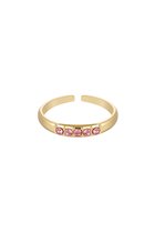 Ring avec pierres - acier inoxydable rose & doré