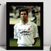 Luís Figo Ingelijste Handtekening – 15 x 10cm In Klassiek Zwart Frame – Gedrukte handtekening – Sporting CP, Barcelona, Real Madrid and Inter Milan - Football Legend - Voetbal Legende - Portugal