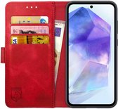 Rosso Element Geschikt voor Samsung Galaxy A55 | Portemonnee Hoesje | Wallet Book Case | 3 Pasjes | Magneetsluiting | Stand Functie | Rood