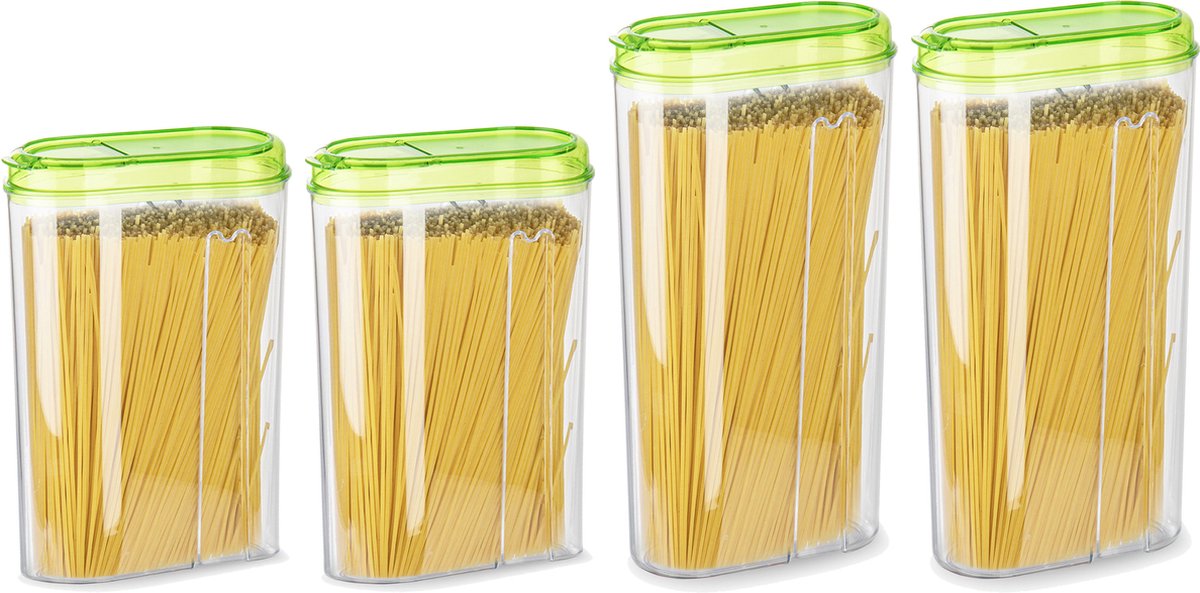 PLASTICFORTE Voedselcontainers set 4 stuks groen 2350ml en 1500ml kunststof voorraadpot