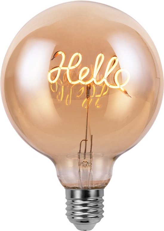 LED-lamp Hello - E27 Filament Hello - sfeerverlichting- letterlamp - lamp met woorden - lamp met text - feestverlichting - E27 fitting - amberlight - LED lamp - filament lamp dimbaar - lamp met letters