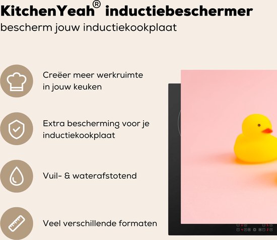 KitchenYeah® Inductie beschermer 80.2x52.2 cm - Badeenden - Geel - Roze - Kookplaataccessoires - Afdekplaat voor kookplaat - Inductiebeschermer - Inductiemat - Inductieplaat mat