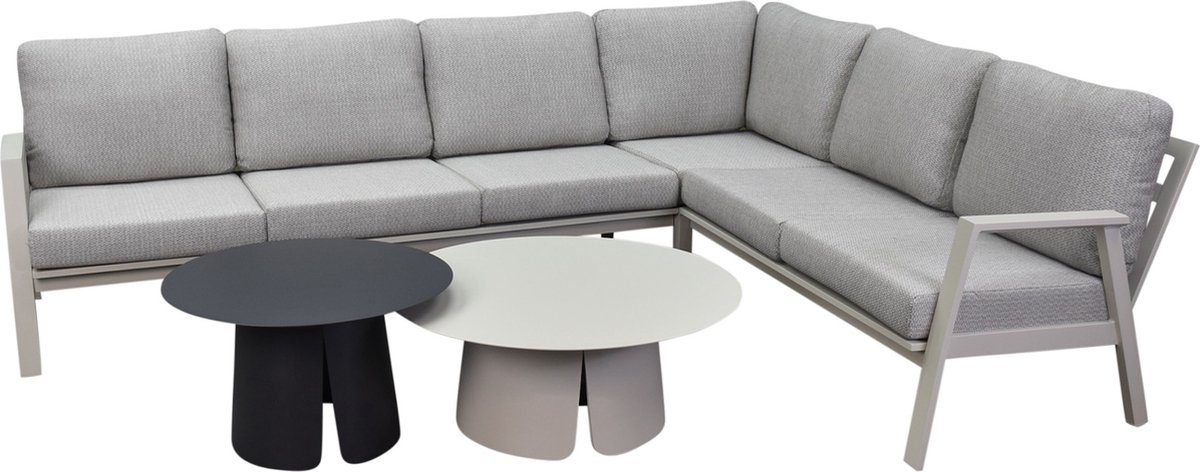 Barolo hoek loungeset 5 delig aluminium latte zand