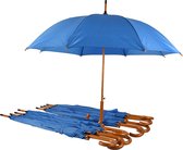 Voordelpak: Set van 9 Automatische en Windproof Paraplu's voor Volwassenen | 102cm Diameter met Houten Handvat | Sky Blauw - Unisex