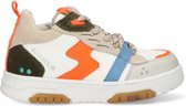 BunniesJR 224310-503 Jongens Lage Sneakers - Beige/Oranje/Wit/Blauw - Leer - Veters