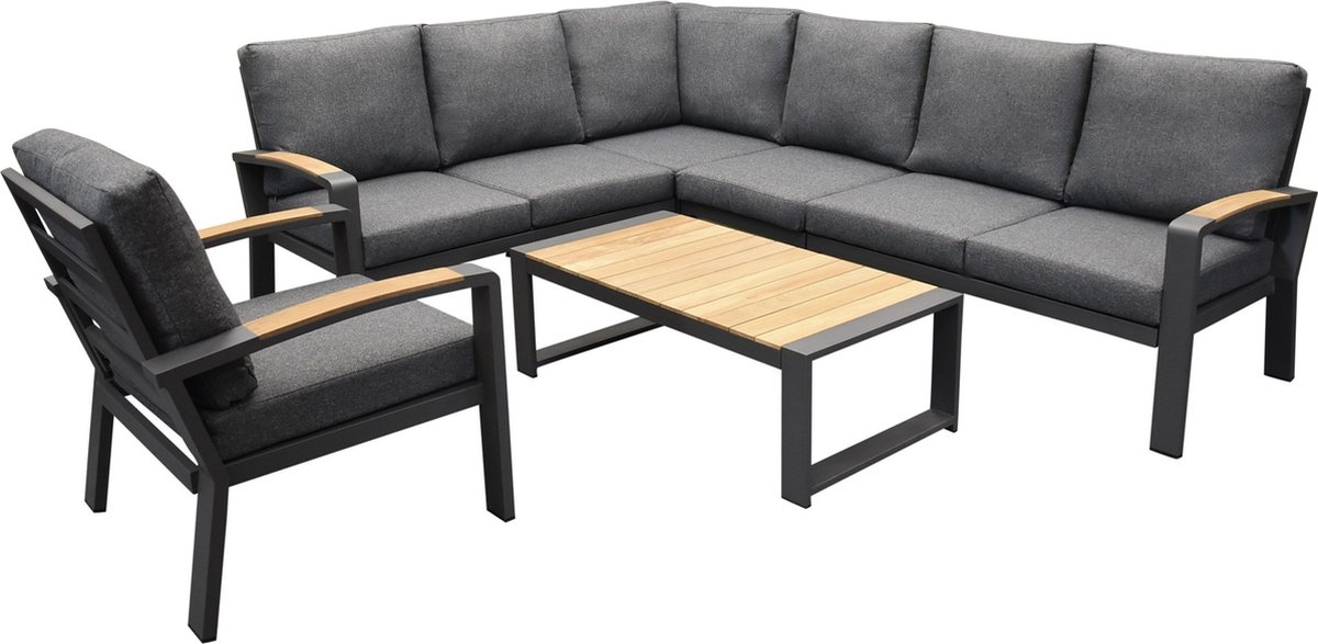 Costa Rica hoek loungeset 6 delig aluminium antraciet