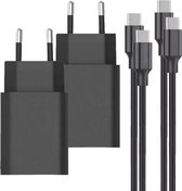 2x 25W USB C Adapters + USB-C Kabels - 2 Meter - Zwart - Power Delivery 3.0 - PPS-Fast Charging - Premium Kwaliteit & Veiligheid