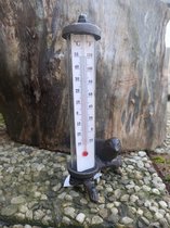 Buitenthermometer | Vogel beeld | Metaal | Thermometer voor buiten | Vaderdag | Cadeau voor vrouw | Tuindecoratie antiek | 11,5x9,5x19cm