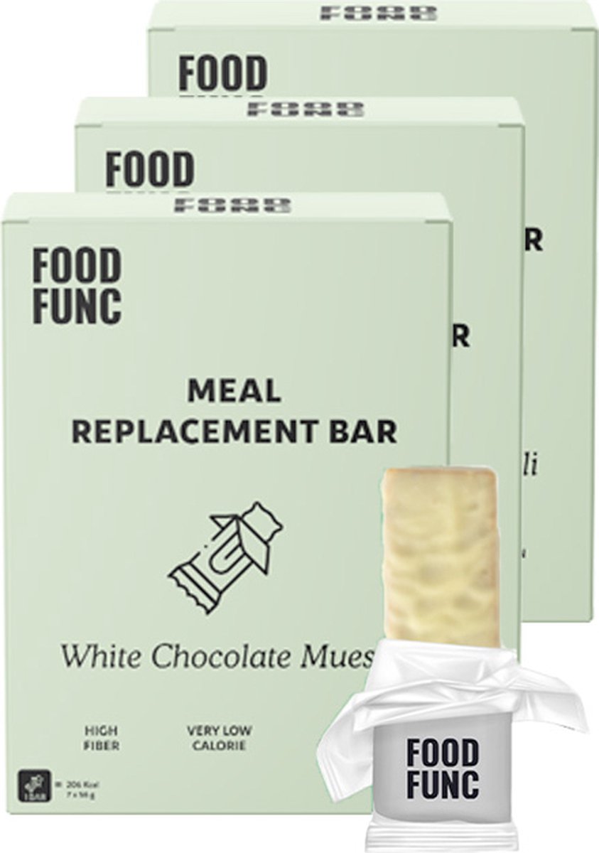 Foodfunc | Maaltijdreep | White Chocolate Muesli | 3 Stuks | 21 x 60g | No Junk Just Func