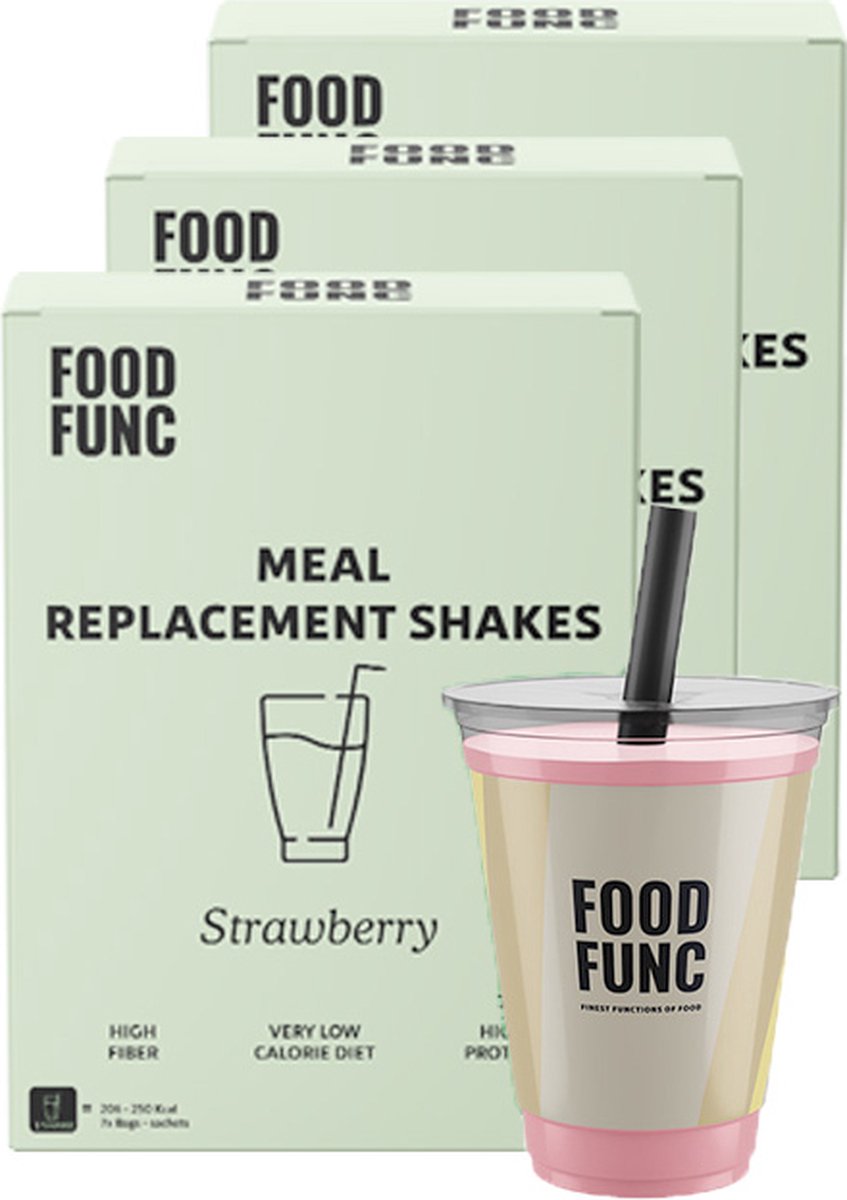 Goedkoopste Foodfunc | Maaltijdshake | Strawberry | 3 Stuks | 21 x 33 gram | No Junk Just Func