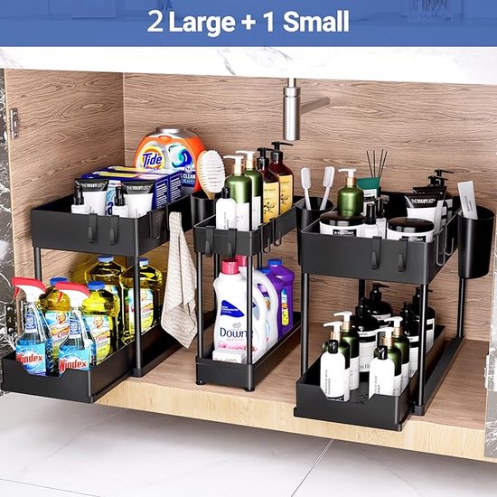 Iris Ohyama USA 2-laags organizer voor onder de gootsteen, 4-pack