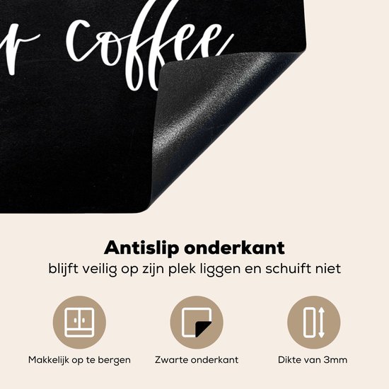 KitchenYeah® Inductie beschermer 80x52 cm - Quotes - Spreuken - Life begins after coffee - Koffie - Kookplaataccessoires - Afdekplaat voor kookplaat - Inductiebeschermer - Inductiemat - Inductieplaat mat