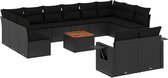 vidaXL - 13-delige - Loungeset - met - kussens - poly - rattan - zwart