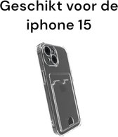 iphone 15 hoesje transparant antishock met pashouder - apple iphone 15 doorzichtig achterkant antischok with card holder