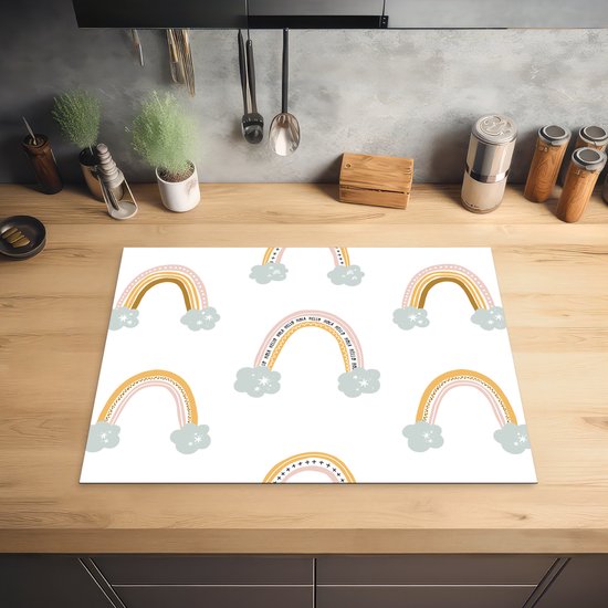 KitchenYeah® Inductie beschermer 71x52 cm - Meisjes - Patronen - Regenboog - Kookplaataccessoires - Afdekplaat voor kookplaat - Inductiebeschermer - Inductiemat - Inductieplaat mat