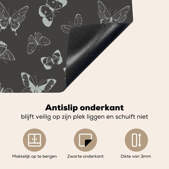 KitchenYeah® Inductie beschermer 83x51.5 cm - Vlinders - Retro - Design - Kookplaataccessoires - Afdekplaat voor kookplaat - Inductiebeschermer - Inductiemat - Inductieplaat mat
