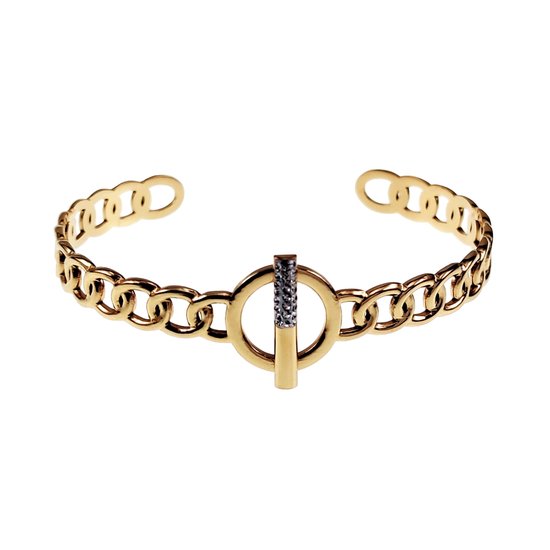 Bangle Dames - Stijve Armband - Cubaans Design - RVS Geel Gold plated - Open Armband