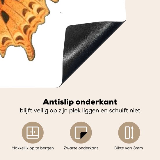 KitchenYeah® Inductie beschermer 78x52 cm - Aurelia - Vlinder - Oranje. - Kookplaataccessoires - Afdekplaat voor kookplaat - Inductiebeschermer - Inductiemat - Inductieplaat mat