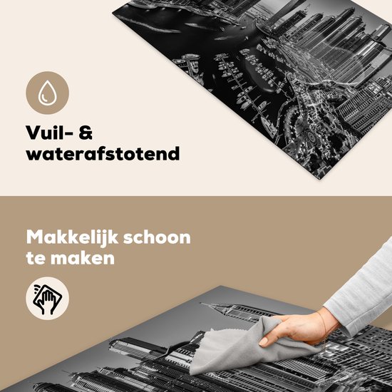 KitchenYeah® Inductie beschermer 83x51.5 cm - Zwart - Wit - Dubai - Boot - Kookplaataccessoires - Afdekplaat voor kookplaat - Inductiebeschermer - Inductiemat - Inductieplaat mat