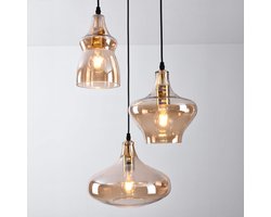 Industriële hanglamp met amber glas 3-lichts - Trinidad