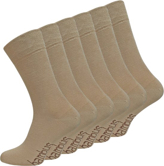 6 paar Bamboe sokken - Naadloos - Zachte sokken - Beige - Maat 43-46