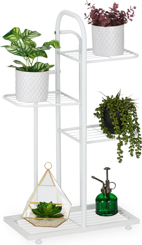 Relaxdays planten etagère - 4 etages - ruimtebesparend - plantenrek kruiden - met voetjes
