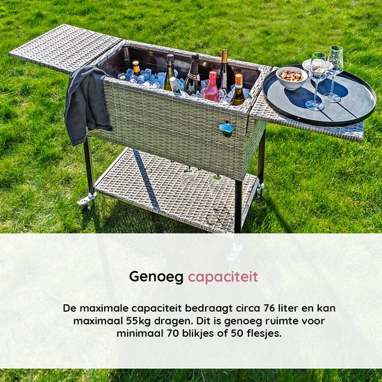 AXI Country Cooler Wicker Bruin - Koeler met wielen - 76L inhoud - Koelbox met aftapkraan van Axi — afbeelding 4