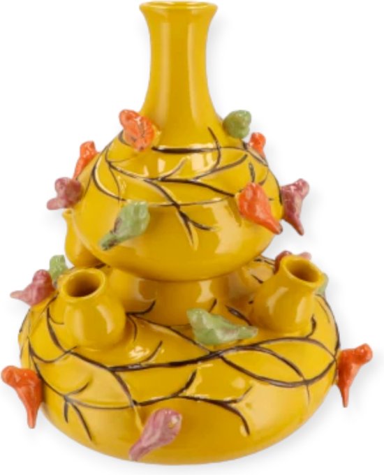Daan Kromhout - Vase Oiseau - 2 pièces - Vase - Vase Tulipe - Yellow - D23 x H25 cm - Vase Toeter