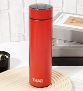 Bouteille thermos intelligente THAR - Rouge - 0 litre - Affichage de la température LCD - Bouteille thermos à double paroi - Tasse thermos - Tasse à café - Bouteille isotherme - Gourdes - Tasse de voyage - Acier inoxydable