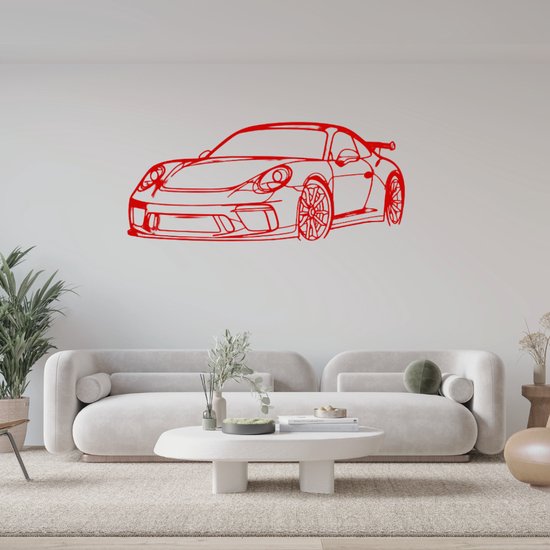 Porsche 911 GT3 RS model 991 Front - Silhouette - Metaalkunst - Rood - 120cm - Auto Decoratie - Muur Decoratie- Man Cave - Cadeau voor man- Inclusief ophangsysteem