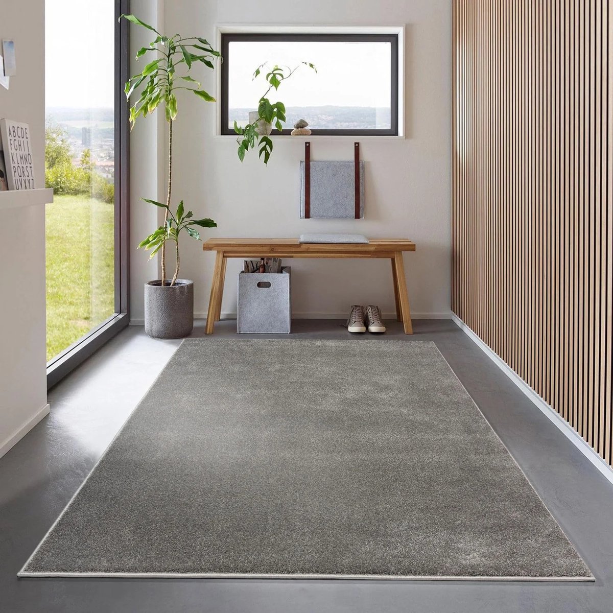 Flycarpets Ravenna Effen Vloerkleed Antraciet / Donkergrijs - Tapijt voor Woonkamer - Laagpolig - 200x290 cm