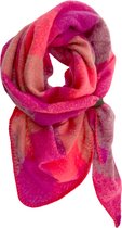 LOT83 Foulard Iris - Fermeture cuir vegan - Châle - Foulard rond - Rouge, rose, orange - 1 Taille pour tous