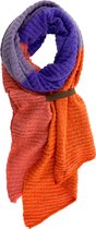 LOT83 Sjaal Fem - Vegan leren sluiting - Omslagdoek - Ronde sjaal - Oranje, blauw, grijs - 1 Size fits all