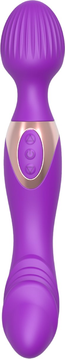 Goedkoopste Cupitoys® Wand vibrator met dildo met reliëf - 2 in 1 - 22,1cm - Paars - 10 standen - Vibrators voor vrouwen en mannen - Sex toys voor vrouwen en mannen