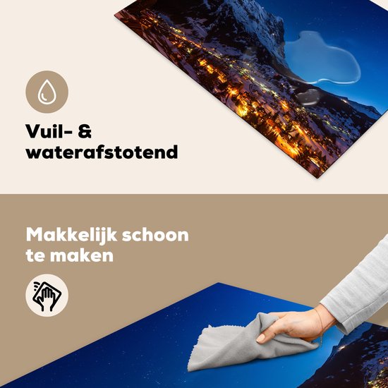 KitchenYeah® Inductie beschermer 76x51.5 cm - Nacht in Grindelwald - Kookplaataccessoires - Afdekplaat voor kookplaat - Inductiebeschermer - Inductiemat - Inductieplaat mat