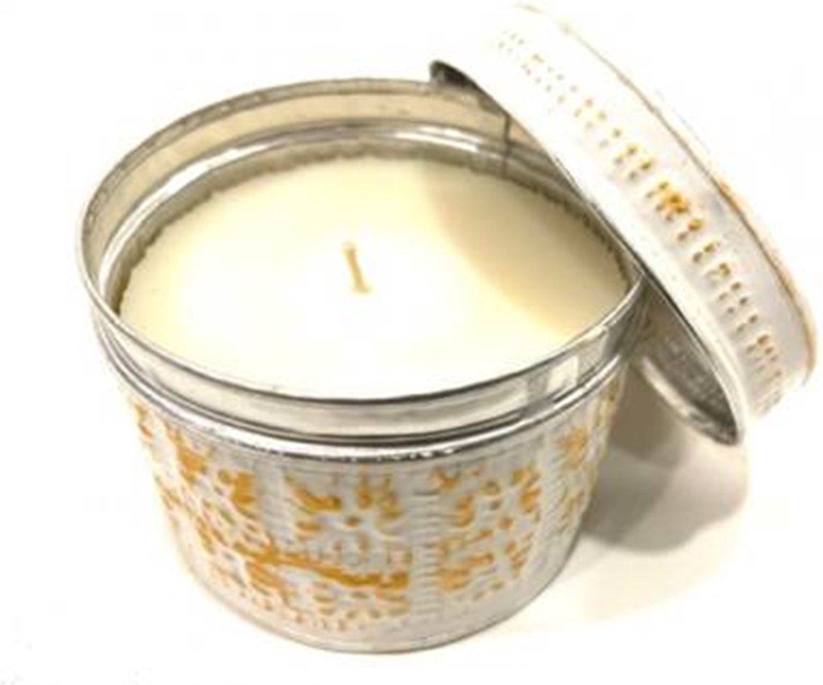 Kandelaars en lantaarns - kandelaar met kaars - goud - 9 cm rond
