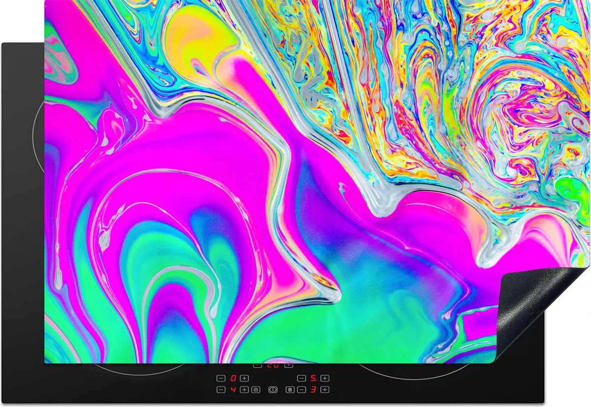 KitchenYeah® Inductie beschermer 78x52 cm - Kunst - Kleuren - Psychedelisch - Kookplaataccessoires - Afdekplaat voor kookplaat - Inductiebeschermer - Inductiemat - Inductieplaat mat