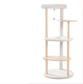 Bol.com Luxe houten Krabpaal 1245 cm hoog - middel en grote katten klimboom - Met natuurlijke sisal touw - Met 4 ligvlakken en h... aanbieding