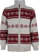 Gebreid Wollen Heren/Uni Vest van Schapenwol met dunne polar Fleece voering en hoge kraag - SHAKALOHA - M Pine GreyRed XL