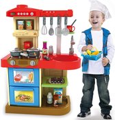 Royalty Line® Cuisine Jouets - Cuisine pour enfants avec commandes de four, lumières et sons - 30 Accessoires de vêtements pour bébé - 52 x 26 x 72 cm - Blauw