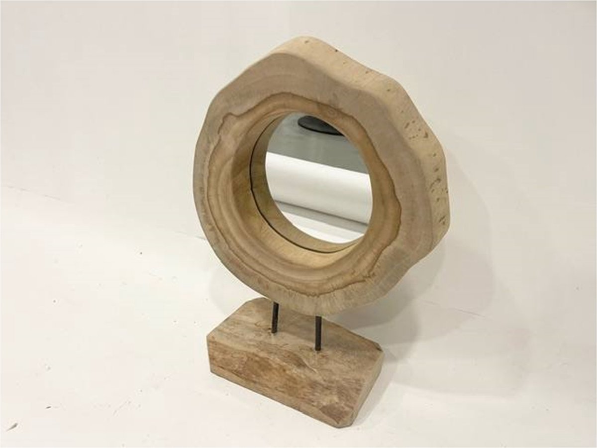 Spiegel op standaard Mirror on stand teak