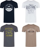 Mustang Heren T-Shirt 4-Pack regular fit Veelkleurig XXXL Ronde Hals Volwassenen