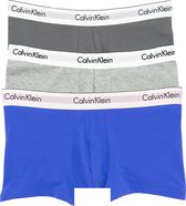 Calvin Klein Trunk 3 Pack Heren Ondergoed - Blauw Grijs Donkergrijs - Maat XL
