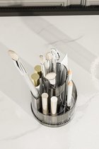 Cosmetische make-uporganizer, 360 graden draaibaar, make-upkwast, opbergen voor desktop met deken (donkergrijs-zilver)