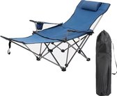 KOSMOS - Campingstoel - liggend - Opvouwbaar - Inklapbaar - Strandstoel - Visstoel - Ligbed tuin - Ligbed - Blauw
