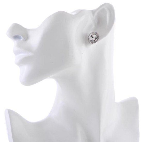 Behave - Boucles d'oreilles puces avec pierres - Couleur argent - Look élégant pour une soirée