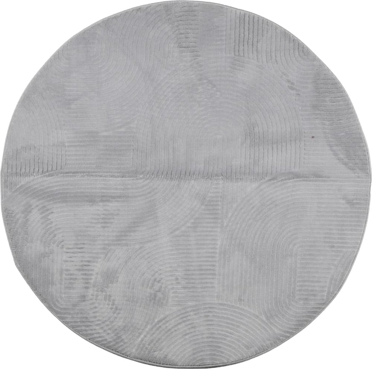 vidaXL - Vloerkleed - IZA - laagpolig - Scandinavisch - Ø - 100 - cm - grijs